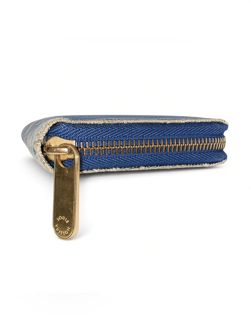 Louis Vuitton Denim Monogram Zip-Around Wallet in Distressed Blue